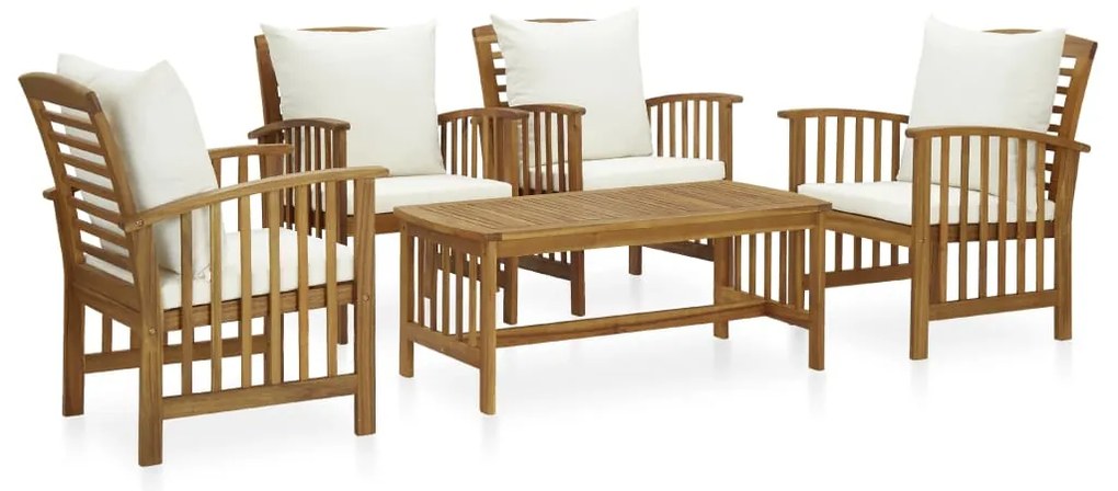 vidaXL Set mobilier de grădină cu perne, 5 piese, lemn masiv de acacia