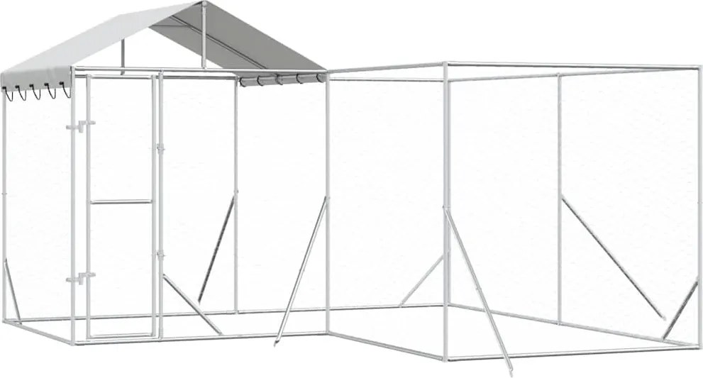 vidaXL Padoc exterior cu acoperiș argintiu 4x4x2,5 m oțel galvanizat