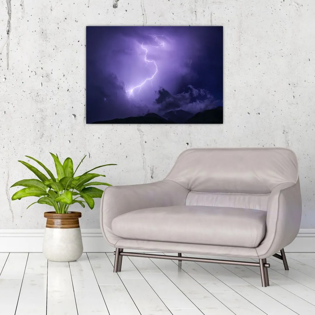 Tablou - cerul violet cu fulger (70x50 cm)