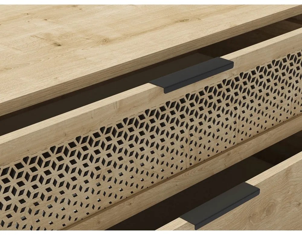 Comodă în culoare naturală joasă cu aspect de lemn de stejar 90x80 cm Inca – Marckeric