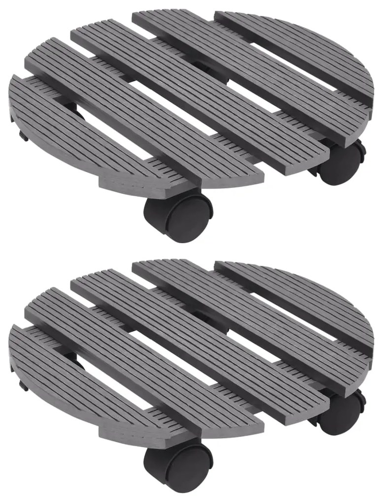 vidaXL Suporturi de plante cu role, 2 buc., gri, Ø30x7,5 cm, WPC