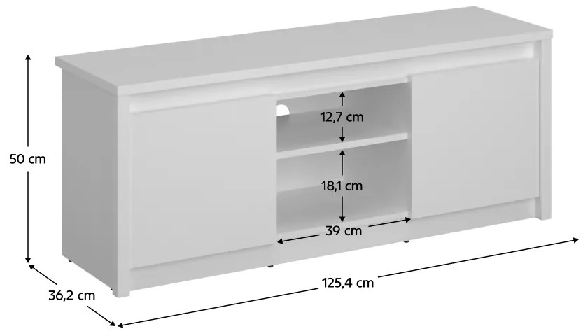 Masa TV 2D 125, alba, ERODIN