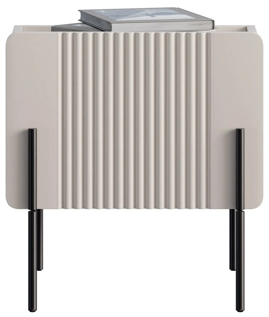 Noptieră Malmi 45 cm cu sertar - cașmir / alb crem / picioare negre