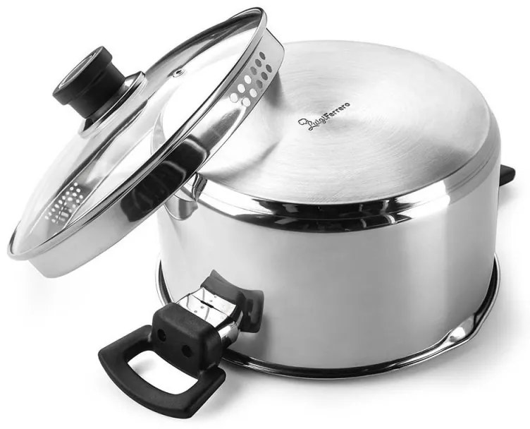 Cratiță Luigi Ferrero Sophia FR-3405, 24x13 cm, 5.4 l, Oțel 18/10, Capac din sticlă, Inducție, Inox