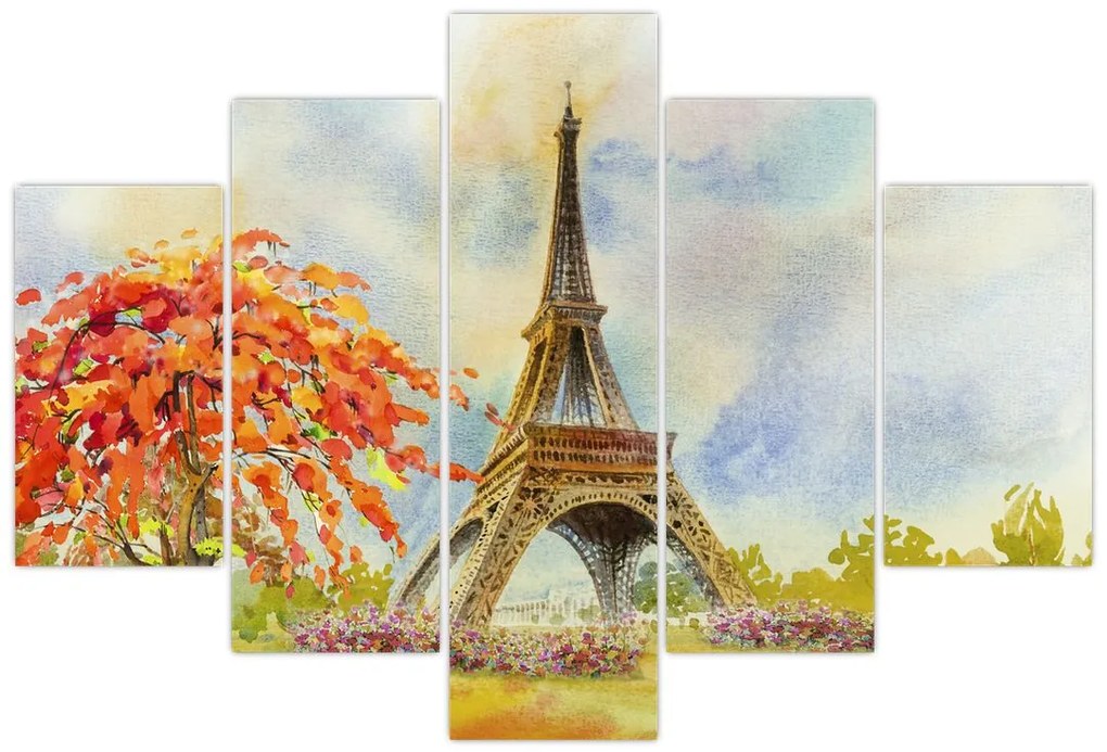 Tablou pictat cu turnul Eiffel (150x105 cm)