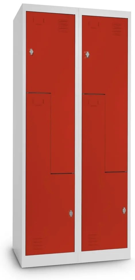 Dulap metalic Z, 80 x 50 x 180 cm, blocare, roșu - RAL 3000