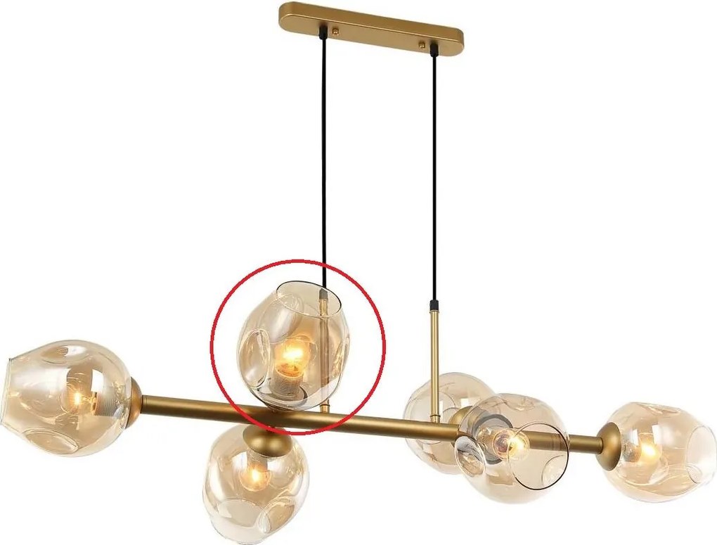 Abajur de rezervă din sticlă pentru lustră și aplică ITALUX BORGO E27 auriu fumuriu