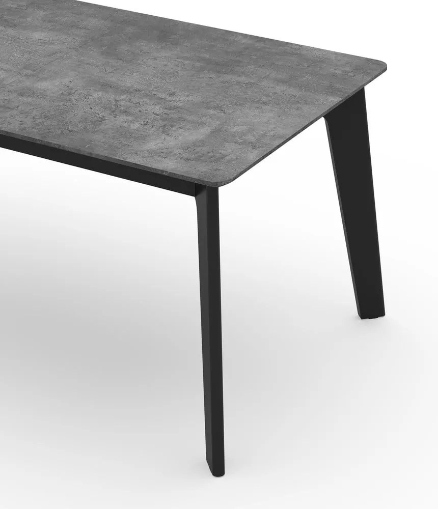 Masă de dining neagră extensibilă cu blat cu aspect de lemn de beton 100x180 cm Shadow – TemaHome
