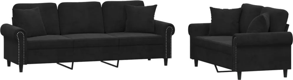 vidaXL Set canapea cu perne, 2 piese, roz, catifea