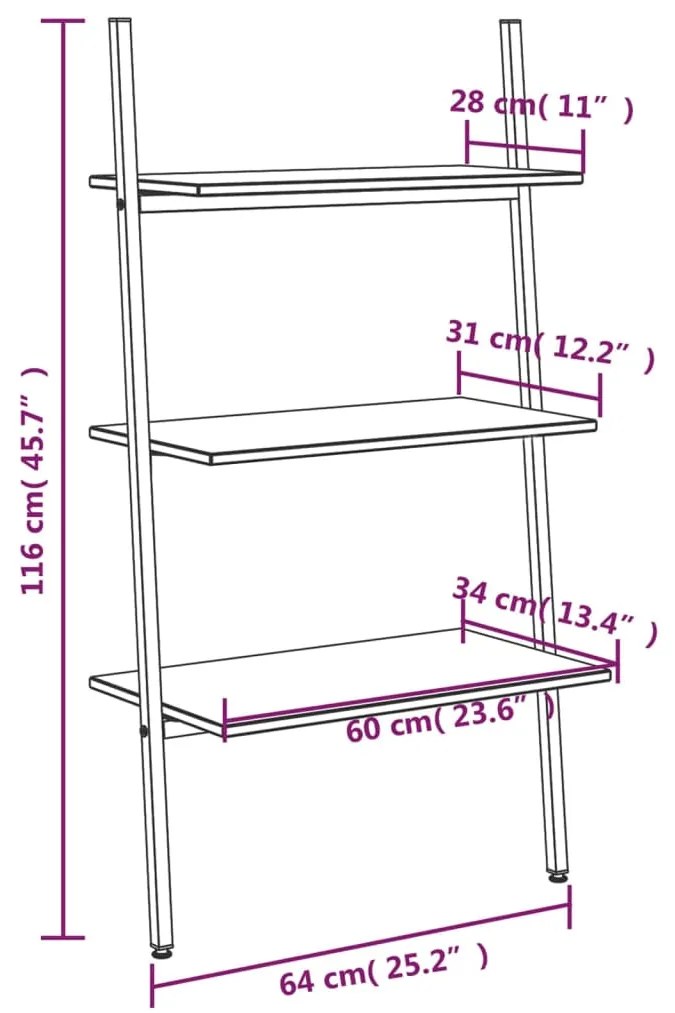 Raft inclinat cu 3 niveluri maro inchis si negru 64x34x116 cm 1, Maro inchis, 64 x 34 x 116 cm