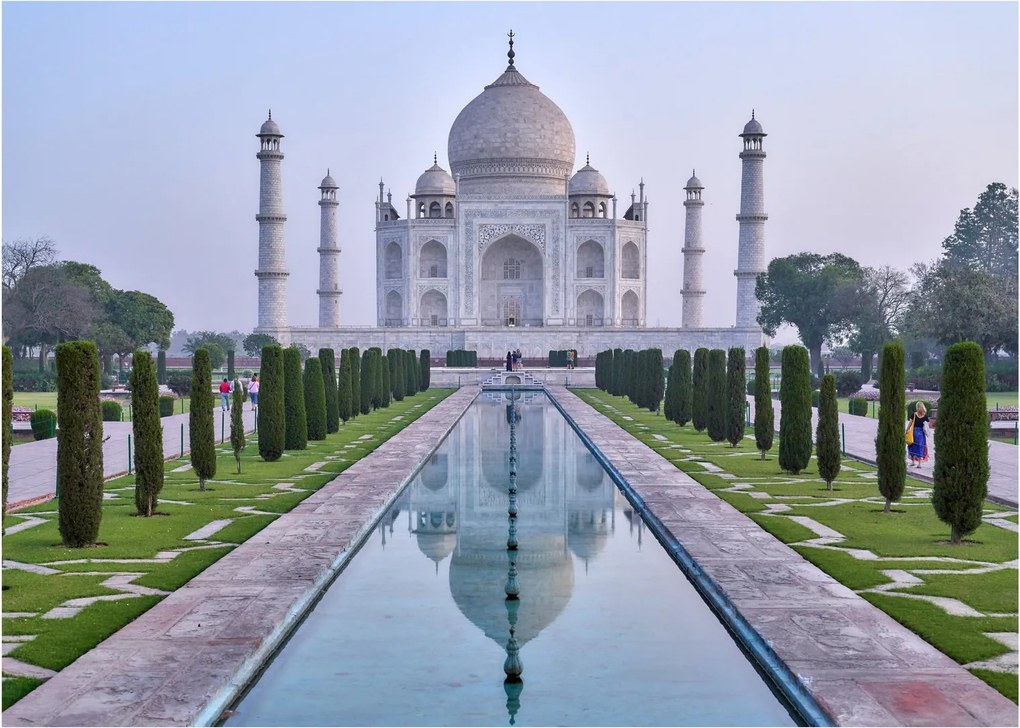 Tablou pe sticlă - Taj Mahal în răsăsrit de soare (70x50 cm)