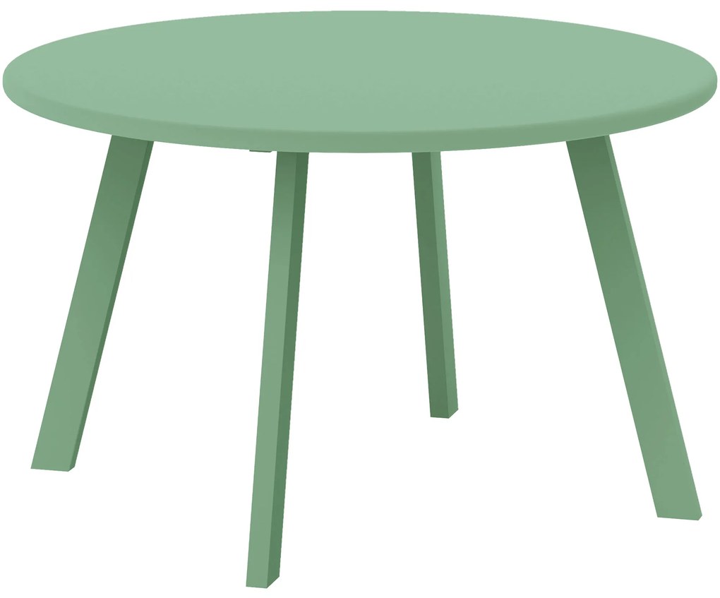 Outsunny Masa de cafea mică rotundă, masă auxiliară cu protecții anti-alunecare, cadru din metal, pentru grădină, Ø 70 x 42 cm, verde | Aosom Romania