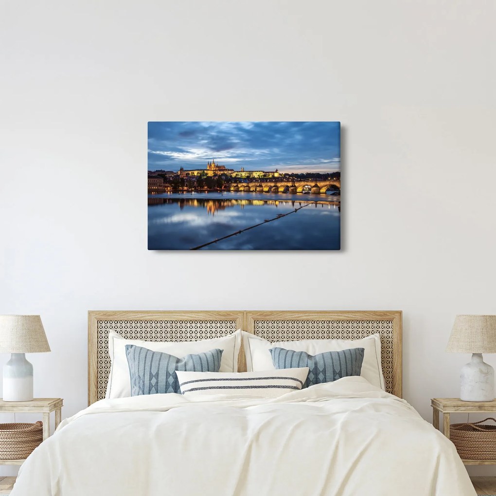 Tablou cu palatul din Praga și podul lui Carol (90x60 cm)