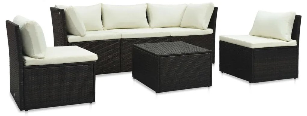 vidaXL Set mobilier de grădină cu perne, 4 piese, maro, poliratan