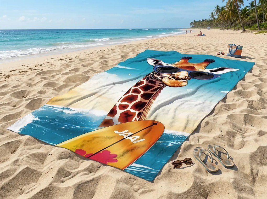 Prosop de plaja uscare rapida XXL GIRAFO colorat 150 x 210 cm, 100% microfibra