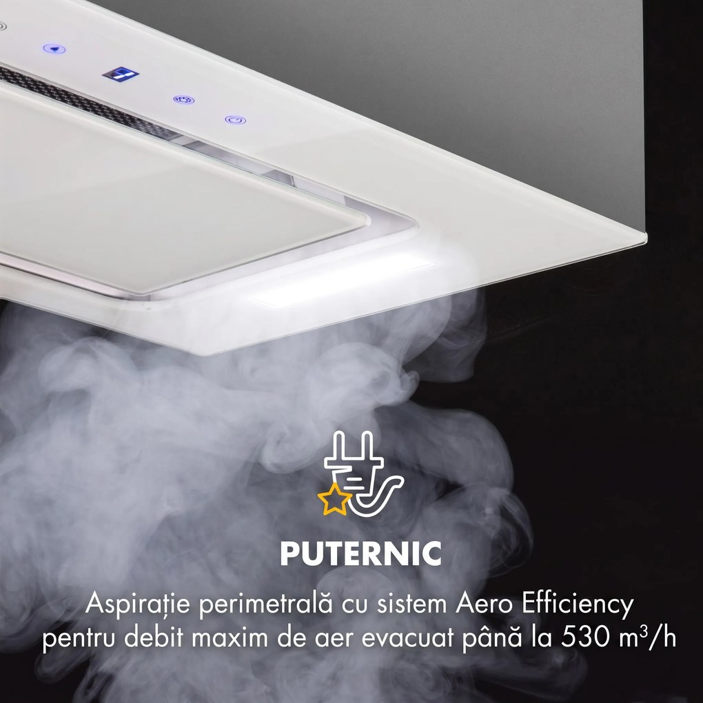 Klarstein Hektor, hotă de aspirare încastrată, 52 cm, 467 m³/h, LED, tactil, sticlă