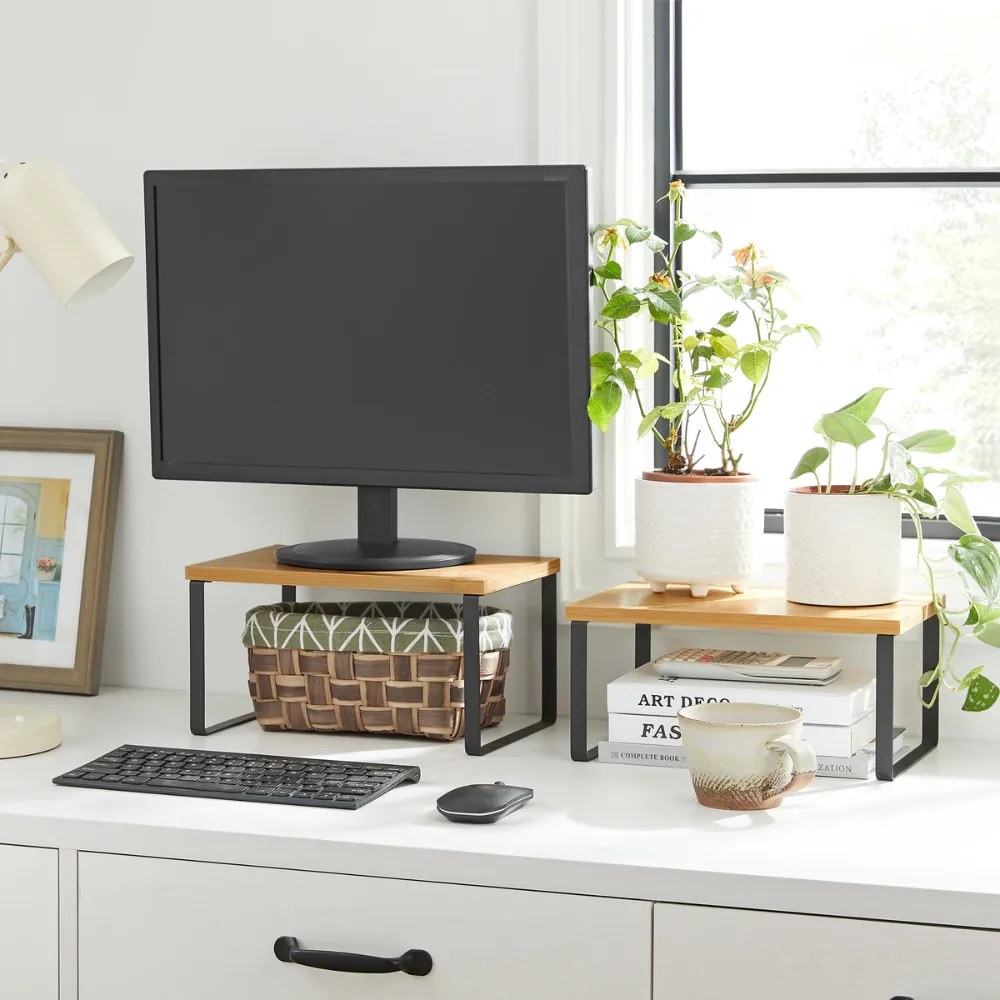 Set de organizatoare din bambus CEZAR, 2 piese, maro/negru SongmicsHome