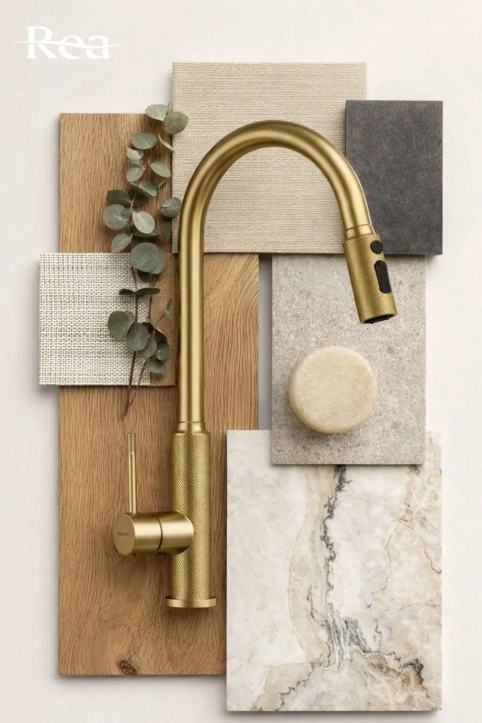 Baterie de bucătărie Rea Master Brush Gold