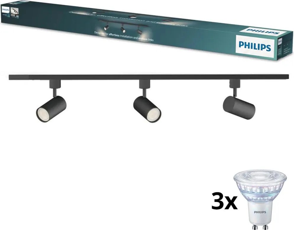 Philips - Spot LED dimabil pe șină, sistem EASYLINK 3xGU10/6,2W/230V 1m, negru