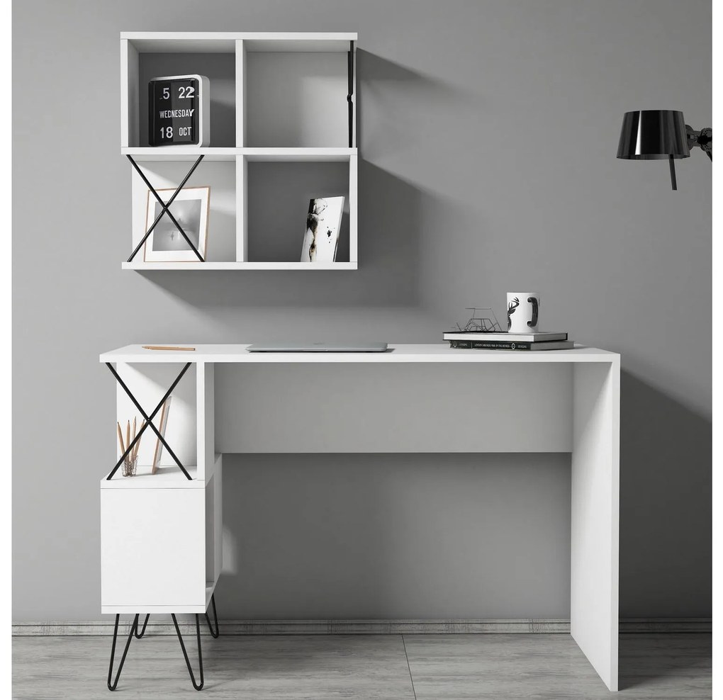 Set mobilier pentru birou Likime 1 (alb + negru) . 1095025