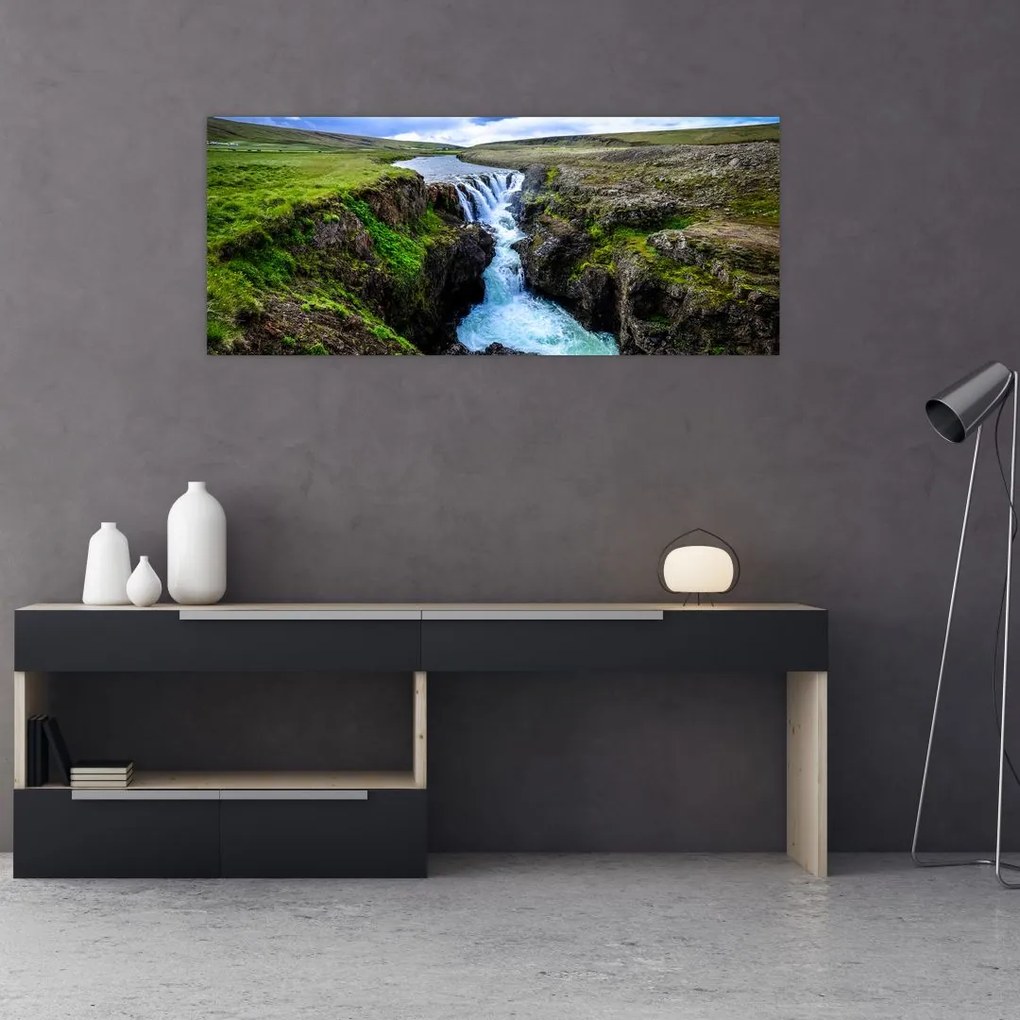 Tablou - Cascada intre stânci (120x50 cm)
