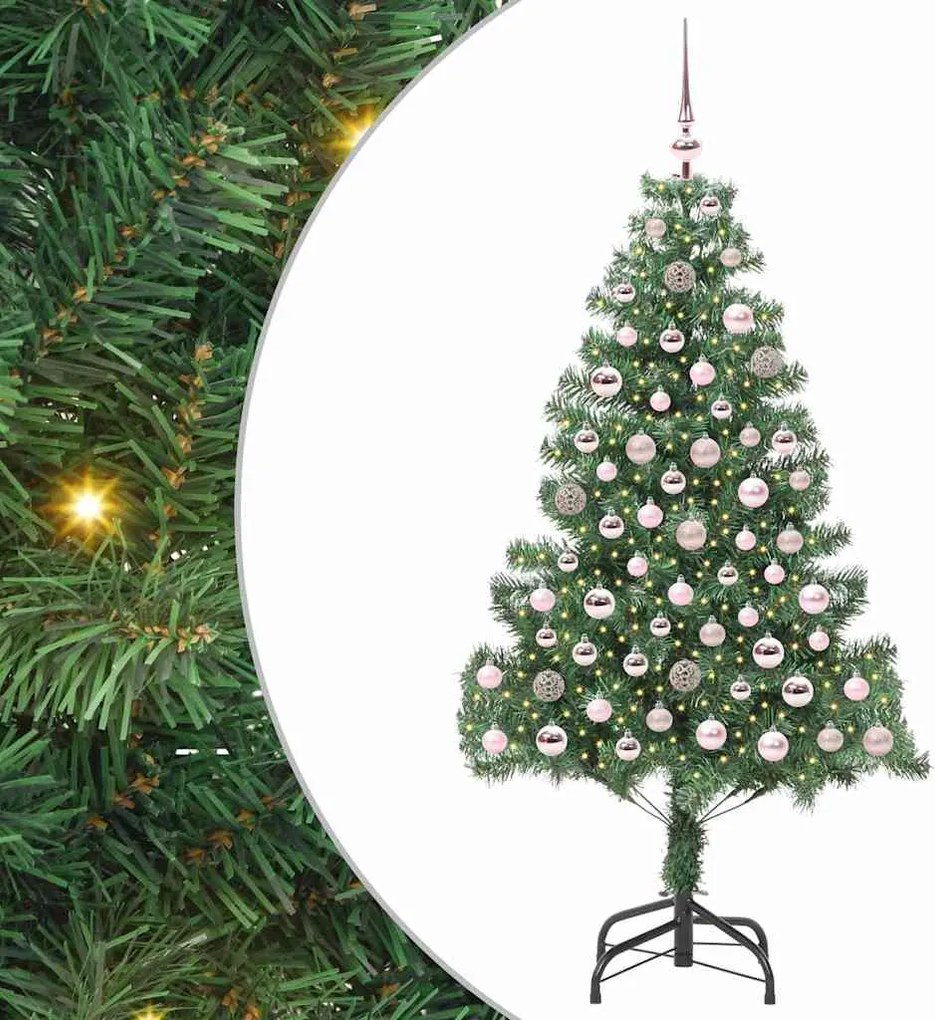 vidaXL Brad de Crăciun cu 300 LED cu suport Verde 180 cm PVC