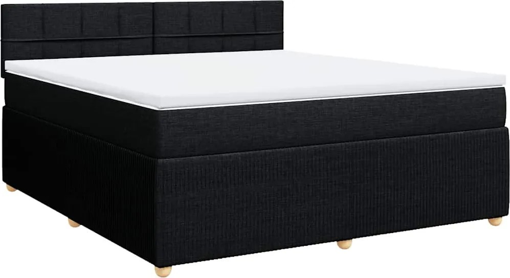 vidaXL Pat box spring cu saltea, negru, 180x200 cm, catifea