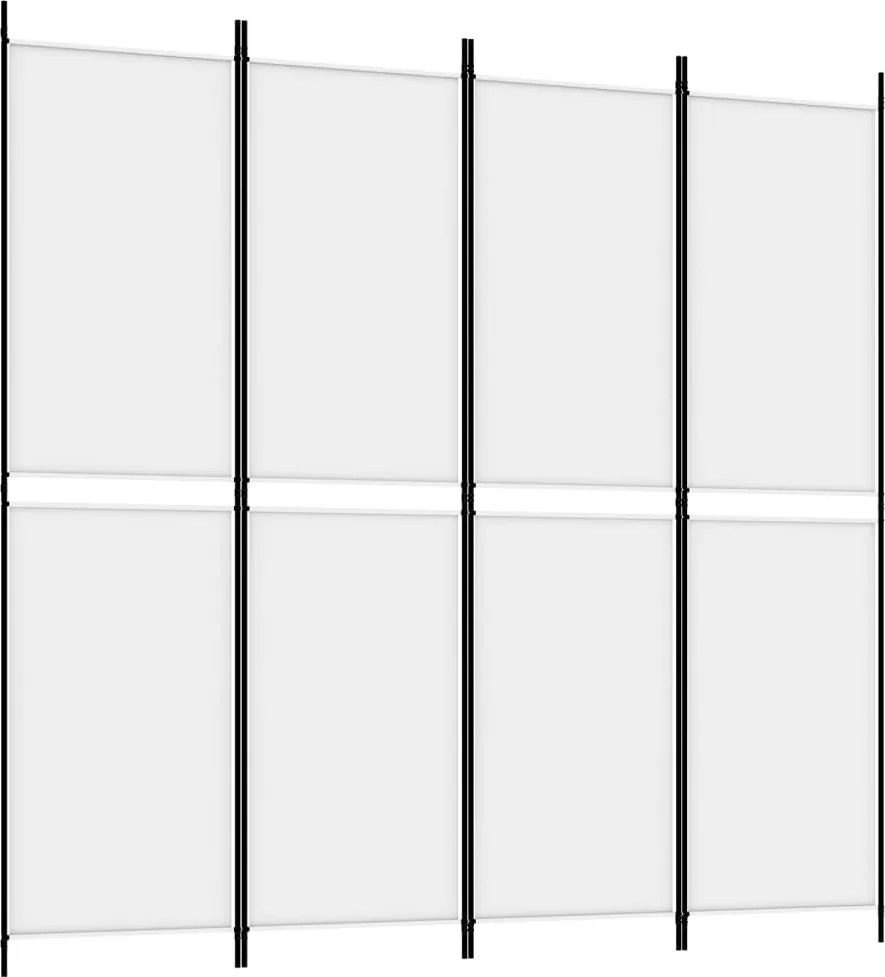 vidaXL Paravan de cameră cu 4 panouri, alb, 200x200 cm, textil