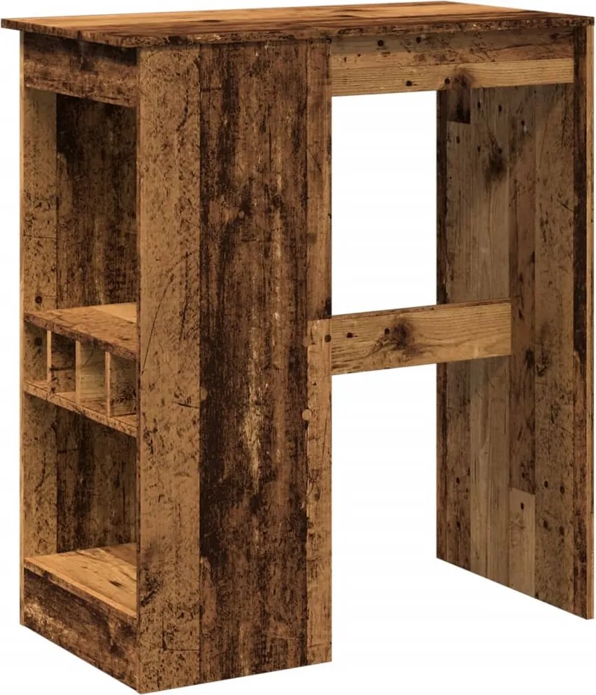 vidaXL Masă bar cu rafturi lemn vechi 90x47,5x103,5 cm lemn prelucrat