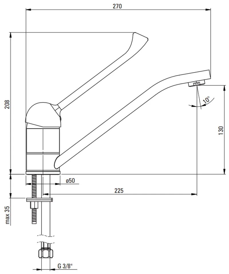 Baterie chiuveta crom pentru persoane cu dizabilitati Deante Corio