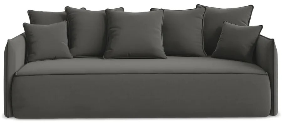 Canapea gri închis extensibilă/cu spațiu de depozitare cu tapițerie din catifea 225 cm Hula – Makamii