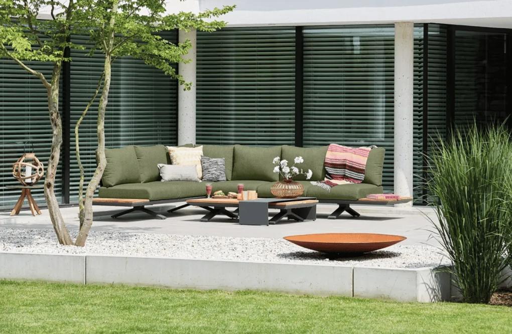 Set mobilier grădină - SUNS Stockholm - canapea și măsuță de cafea Matt Grey Soft Green