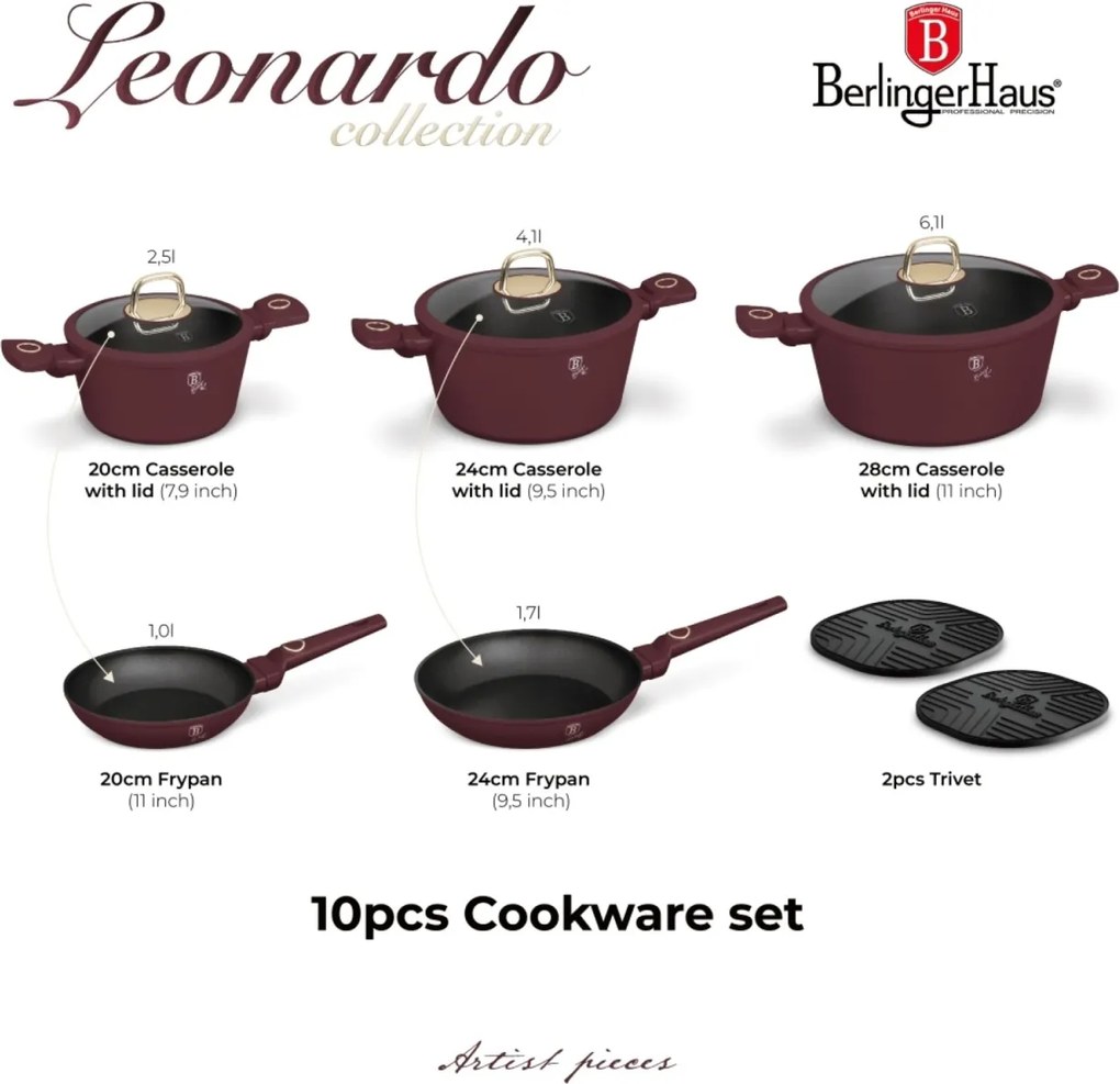 Set oale si tigai 10 piese Leonardo Collection Berlinger Haus BH 8050N