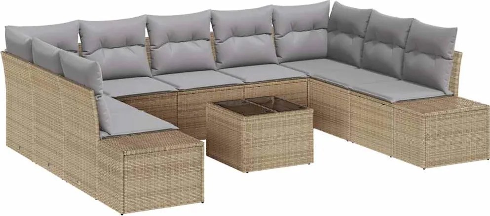 vidaXL Set de canapele pentru grădină 9 pcs Beige și gri deschis