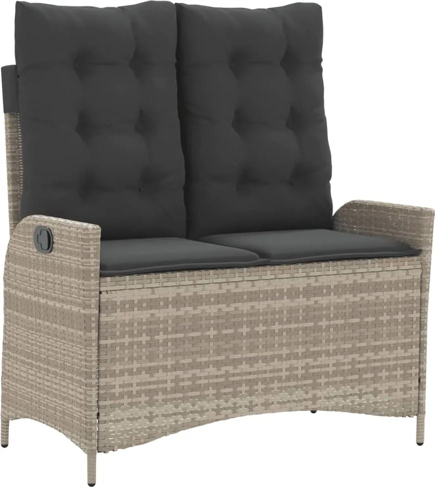 vidaXL Bancă rabatabilă de grădină cu perne, gri deschis, poliratan