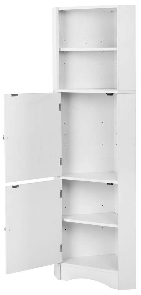 Dulap de baie colțar cu două rafturi, Alb | Aosom Romania