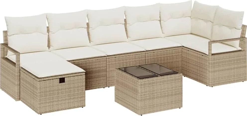 vidaXL Set de canapea cu pernă Manual 8 pcs Bej și crem poliratan