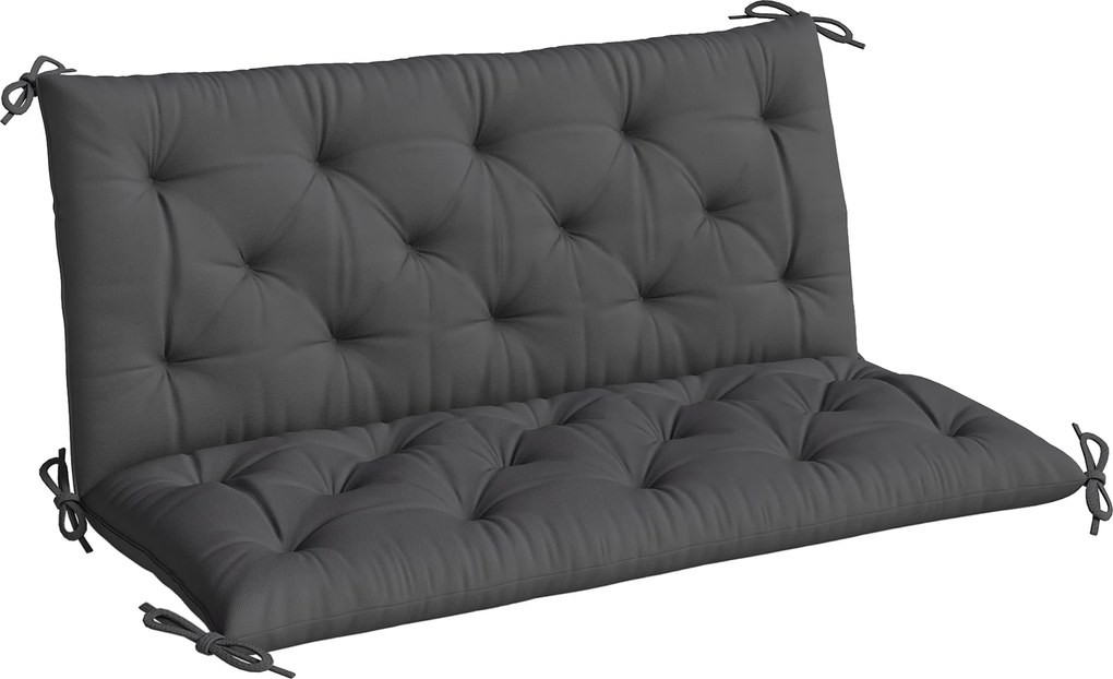Outsunny Pernă pentru Bancă de Grădină sau pentru Balansoar de Grădină 120x110x12 cm de 2 Locuri cu 6 Șnururi de Fixare Negru | Aosom Romania