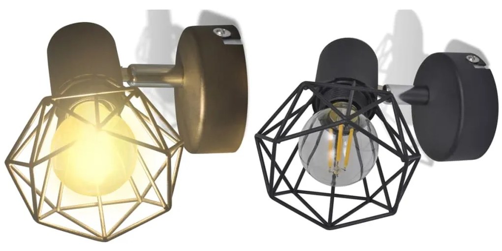 Aplice perete cadru sarma, stil industrial, negru, bec cu filament LED