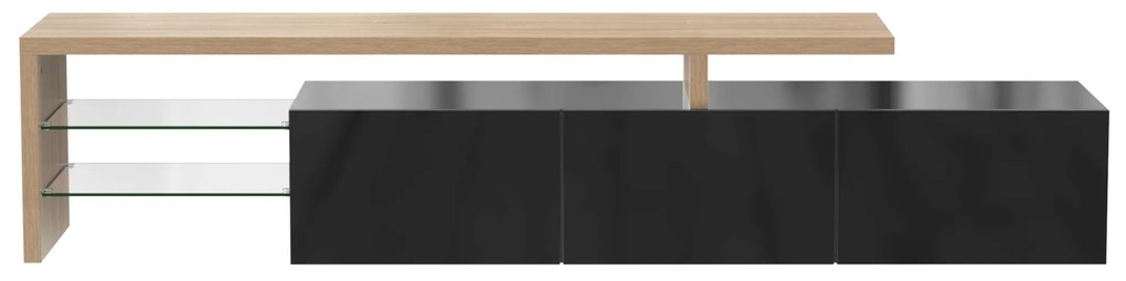 Mobilă TV modernă de design, Negru+Culoare naturală | Aosom Romania