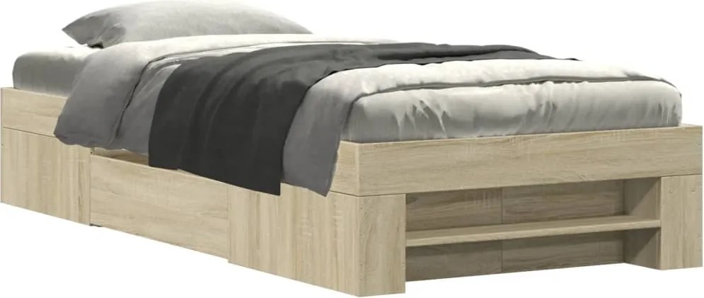 vidaXL Cadru pat fără saltea stejar sonoma, 90x190 cm, lemn prelucrat