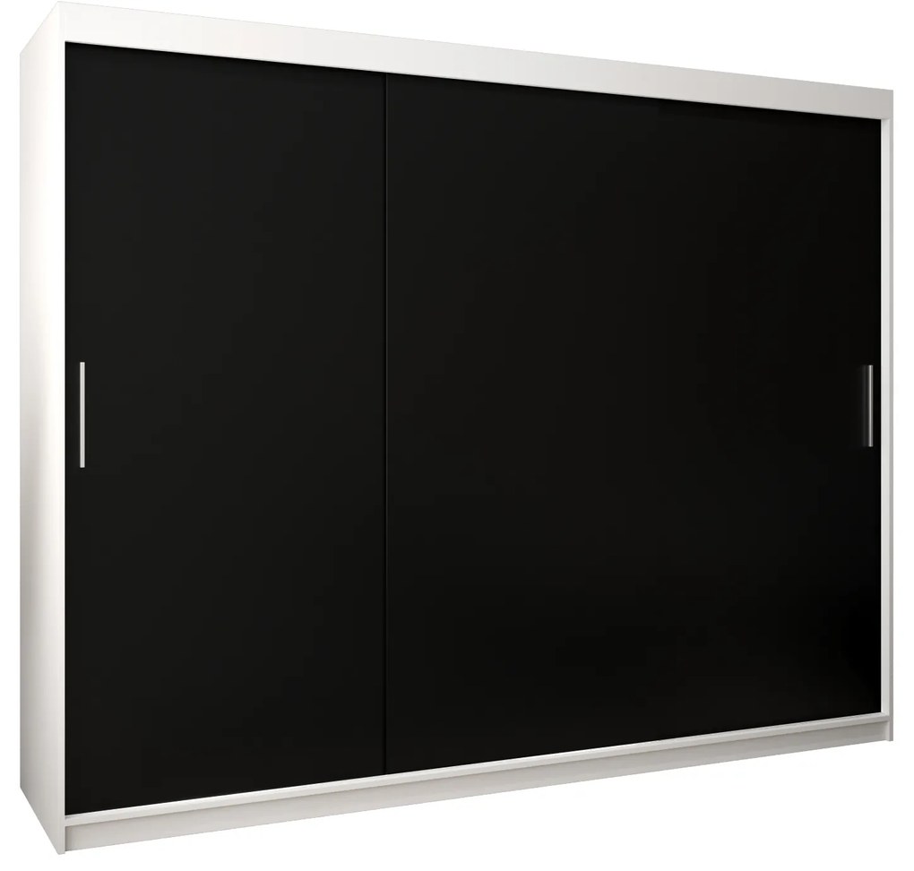 Dulap de haine 250 cm Toki (alb mat + negru mat). 1064860