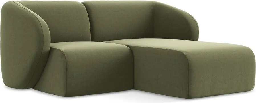 Colțar verde cu tapițerie din catifea (cu colț pe partea dreaptă/cu șezlong) Lani – Makamii