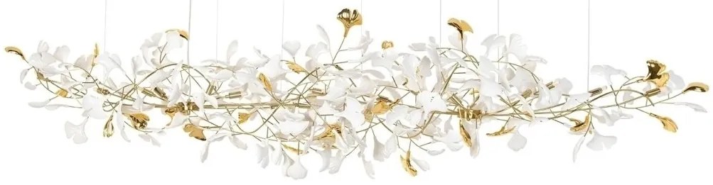 Lustra Suspendata, Metal Auriu, Petale Flori Albe, FLORA 250 PP