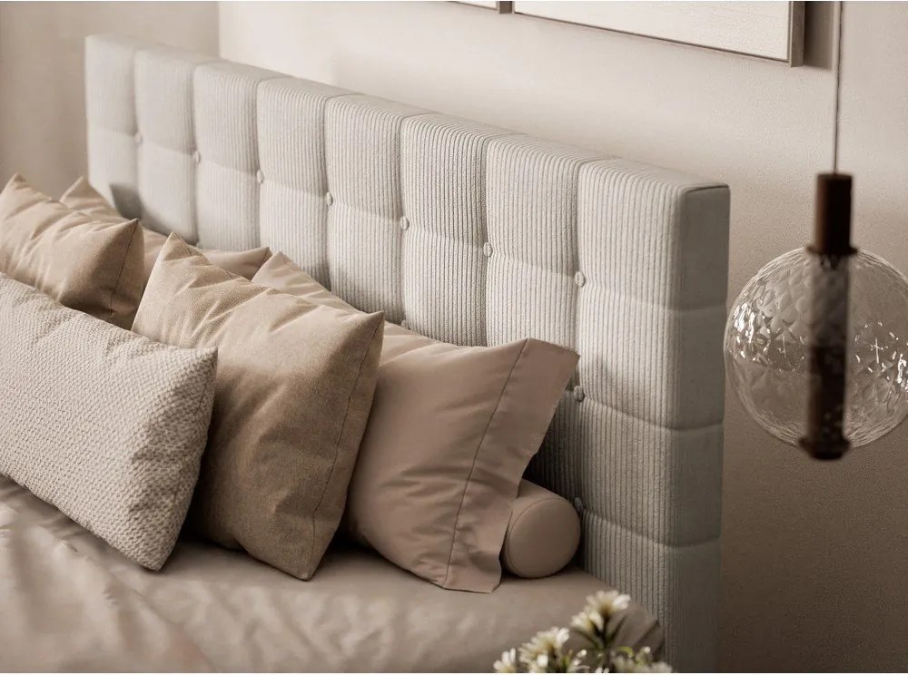 Pat boxspring crem cu spațiu de depozitare 160x200 cm Tasca – Maison de Rêve