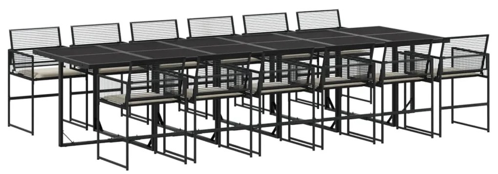 3295012 vidaXL Set mobilier de grădină cu perne, 13 piese, negru, poliratan