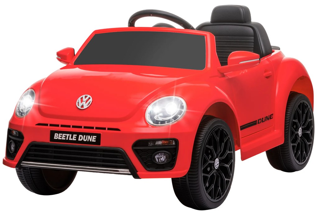 AIYAPLAY Mașină electrică 12V sub Licență Volkswagen Beetle cu telecomandă, viteză 3-5 km/h, 3-5 ani, roșu | Aosom Romania