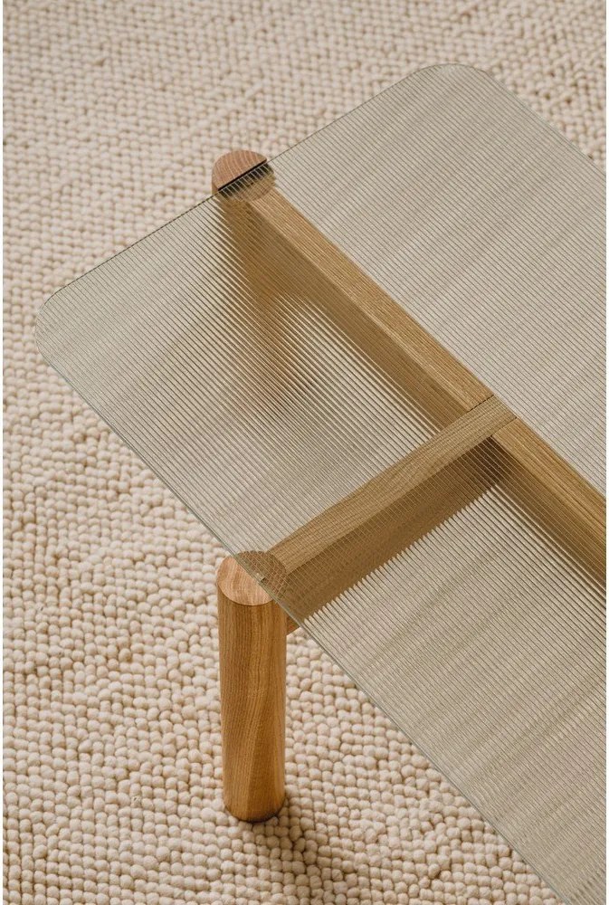 Măsuță de cafea în culoare naturală cu blat din sticlă 55x105 cm Kob – noo.ma