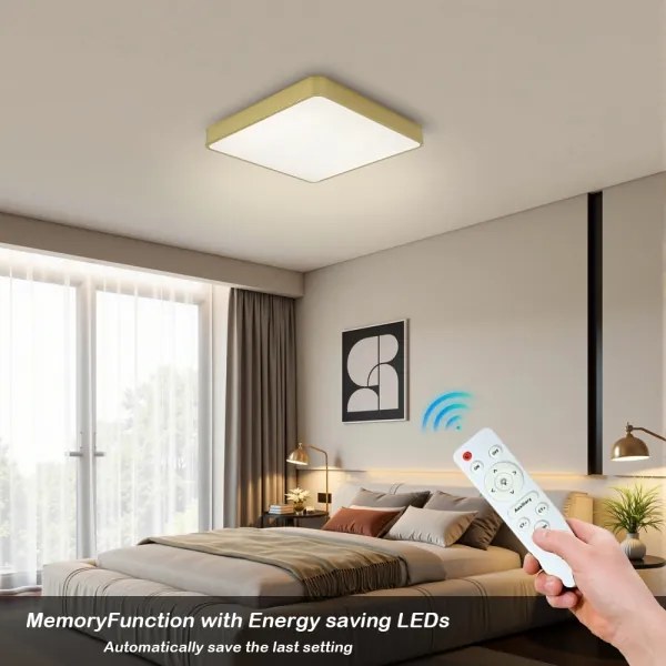 Brilagi-LED Plafonieră reglabilă POOL SQUARE LED 36W, 230V, 3000-6000K, 40x40 cm, auriu + telecomandă