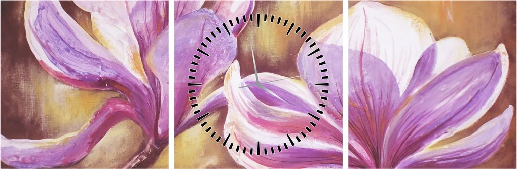 Tablou - Flori de magnolie (cu ceas) (90x30 cm)